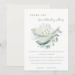 Tarjeta De Agradecimiento Elegante Verde azulado Boda de pescado floral suba