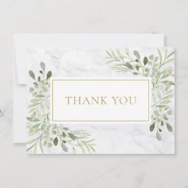 Tarjeta De Agradecimiento Elegante Verde de Mármol Funeral Memorial Oro