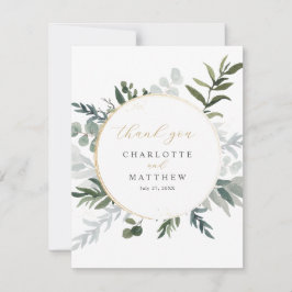 Tarjeta De Agradecimiento Elegante Verde Dorado