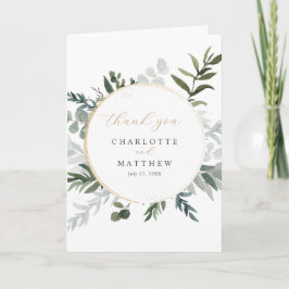 Tarjeta De Agradecimiento Elegante Verde Dorado