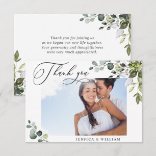 Tarjeta De Agradecimiento Elegante Verde Eucalipto FOTO Boda