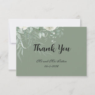 Tarjeta de agradecimiento elegante verde salvia