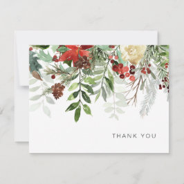 Tarjeta De Agradecimiento Elegante Verdor Floral De Invierno Gracias Cartas