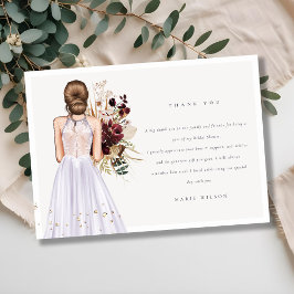 Tarjeta De Agradecimiento Elegante vestido de novia Boho lila regadera de bo