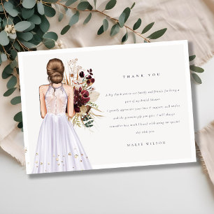 Tarjeta De Agradecimiento Elegante vestido de novia Boho Lila Regalo para la