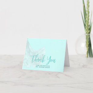 Tarjeta De Agradecimiento Elegante vestido de novia turquesa suave para fies