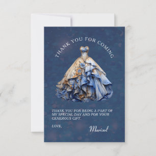 Tarjeta De Agradecimiento Elegante Vestido De Quinceanera