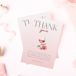 Tarjeta De Agradecimiento Elegante Vino Antes de los Votos Tema de Vino Desp