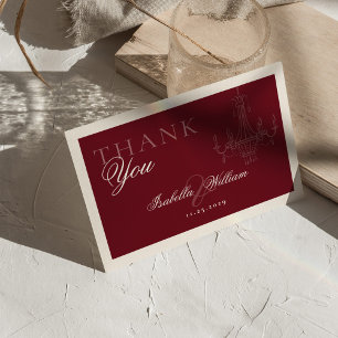Tarjeta De Agradecimiento Elegante vino tinto de dinero antiguo boda agradec