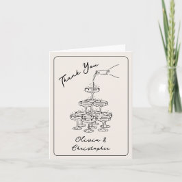 Tarjeta De Agradecimiento Elegante Vintage Champagne Tower Sketch