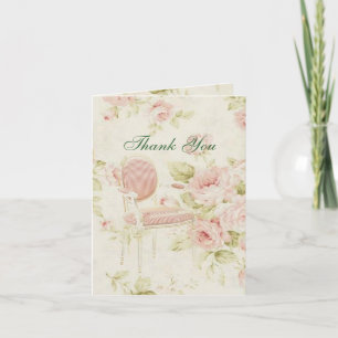 Tarjeta De Agradecimiento elegante vintage rosa rosa rosa rosa Floral boda g