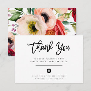 Tarjeta De Agradecimiento Elegante Watercolor Floral Business Gracias