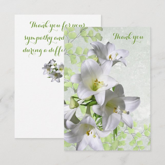 Tarjeta De Agradecimiento Elegante White Lily Flores Simpatía (Anverso / Reverso)