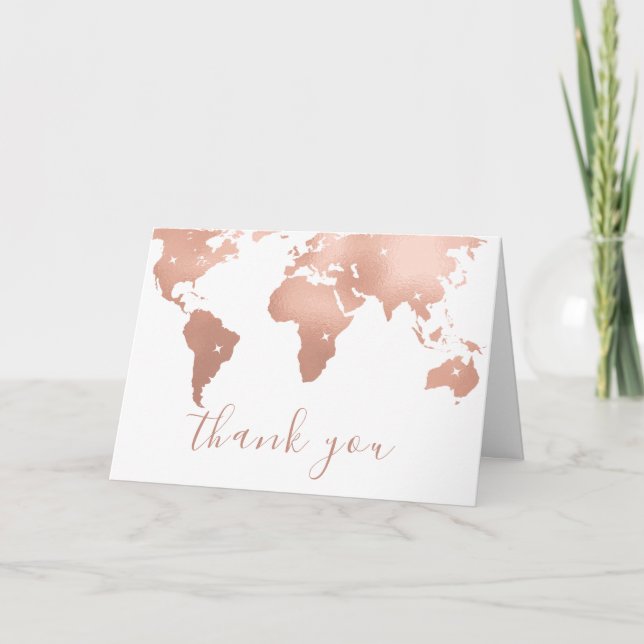 Tarjeta De Agradecimiento Elegante World Map Travel Adventure Baby Shower (Anverso)