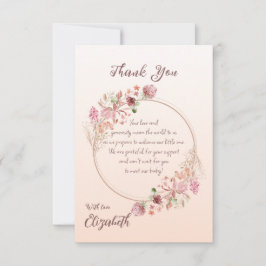 Tarjeta De Agradecimiento Elegante Wreath Wreath Baby Shower