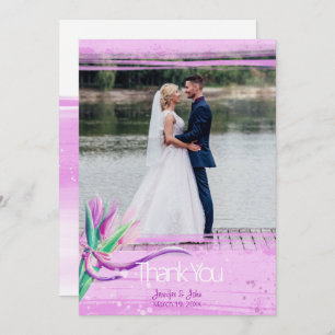 Tarjeta De Agradecimiento elegante y boda ramo de tulipanes