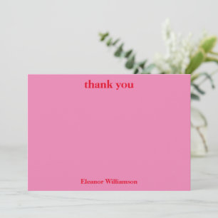 Tarjeta De Agradecimiento Elegante y Chic Rosa Rojo Ducha Nupcial Personaliz