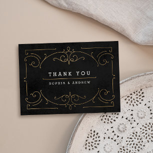 Tarjeta De Agradecimiento Elegante y clásico matrimonio vintage gracias