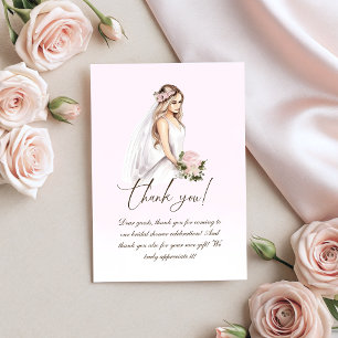 Tarjeta De Agradecimiento Elegante y delicado rosa Novia a punto de casarse