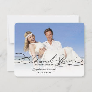 Tarjeta De Agradecimiento Elegante Y Elegante Boda Sencillo De Escritura