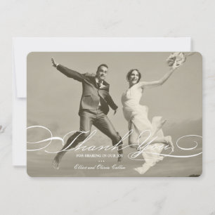 Tarjeta De Agradecimiento Elegante Y Elegante Boda Sencillo De Escritura