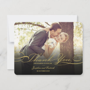 Tarjeta De Agradecimiento Elegante Y Elegante Boda Sencillo De Escritura