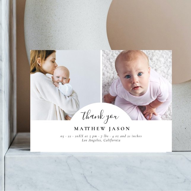 Tarjeta De Agradecimiento Elegante y elegante Collage de fotos 2 Gracias Beb (Subido por el creador)