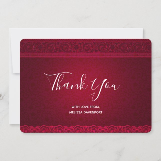 Tarjeta De Agradecimiento Elegante y elegante fondo rojo Gracias (Anverso)