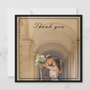 Tarjeta De Agradecimiento Elegante y elegante foto de Boda de marfil negro y