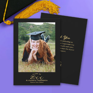 Tarjeta De Agradecimiento Elegante y elegante foto de graduación del guión d