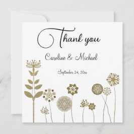 Tarjeta De Agradecimiento Elegante y eterno minimalismo floral de oro suave