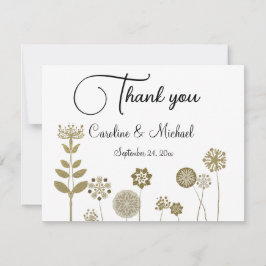 Tarjeta De Agradecimiento Elegante y eterno minimalismo floral de oro suave