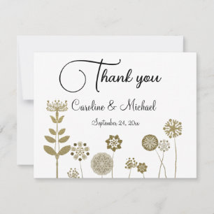 Tarjeta De Agradecimiento Elegante y eterno minimalismo floral de oro suave