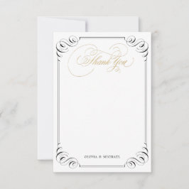 Tarjeta De Agradecimiento Elegante y floreciente caligrafía vintage gracias