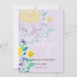 Tarjeta De Agradecimiento Elegante y hermosa acuarela floral Lilac Boho
