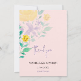 Tarjeta De Agradecimiento Elegante y hermosa acuarela floral Lilac Boho