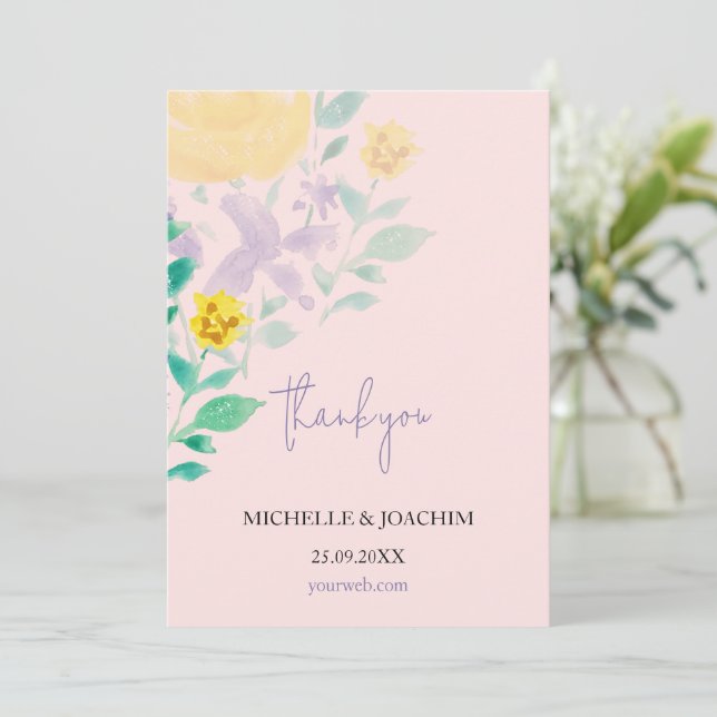 Tarjeta De Agradecimiento Elegante y hermosa acuarela floral Lilac Boho (Anverso de pie)