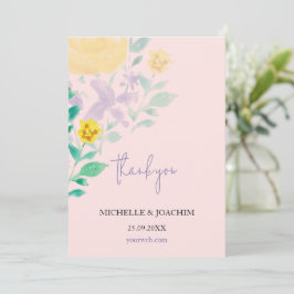 Tarjeta De Agradecimiento Elegante y hermosa acuarela floral Lilac Boho