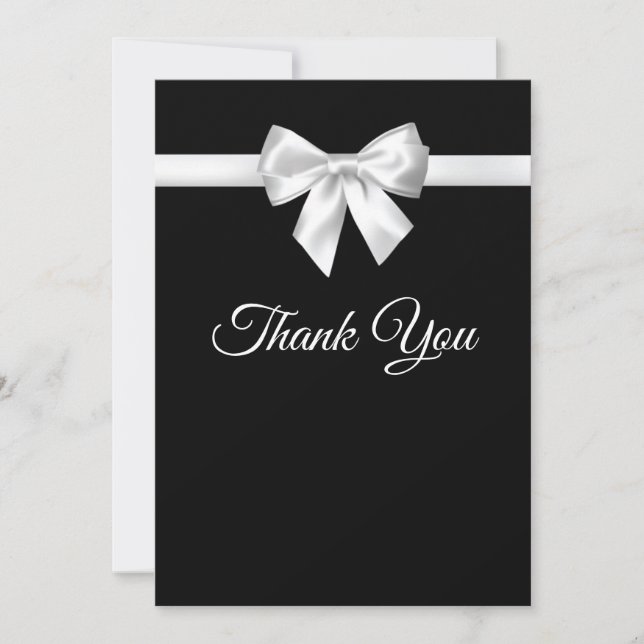 Tarjeta De Agradecimiento Elegante y hermoso Boda Bonito blanco negro (Anverso)