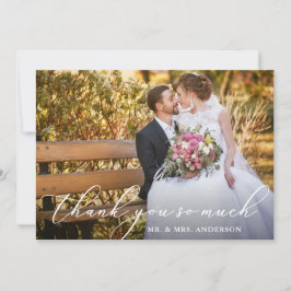 Tarjeta De Agradecimiento Elegante y hermoso Boda fotográfico de caligrafía