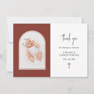 Tarjeta De Agradecimiento Elegante y minimalista Arco de Terracota Foto Chri