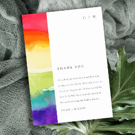 Tarjeta De Agradecimiento Elegante y minimalista Boda del arcoiris del orgul