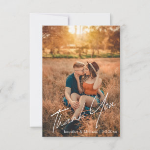 Tarjeta De Agradecimiento elegante y moderna moda letra boda foto