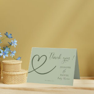 Tarjeta De Agradecimiento Elegante y moderno baby shower minimalista en verd