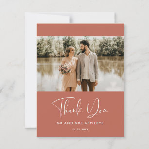 Tarjeta De Agradecimiento Elegante y moderno boda de arcilla roja