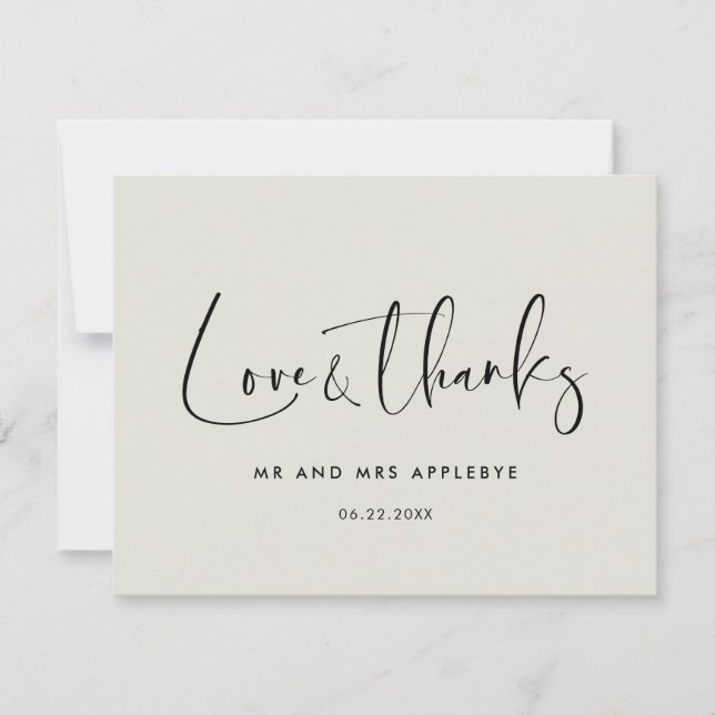Tarjeta De Agradecimiento Elegante y moderno boda de sabios claros Amor y gr (Anverso)