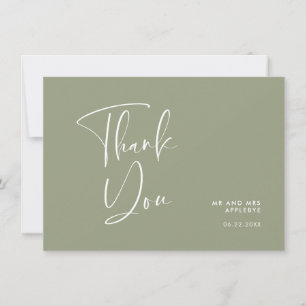 Tarjeta De Agradecimiento Elegante y moderno boda verde sabio