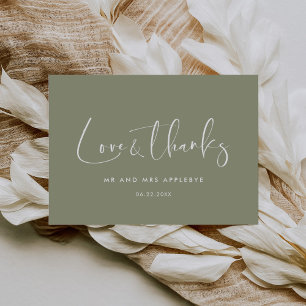 Tarjeta De Agradecimiento Elegante y moderno boda verde sabio Amor y gracias