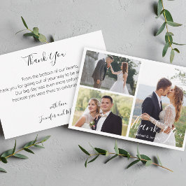 Tarjeta De Agradecimiento elegante y moderno collage de fotografías bodas