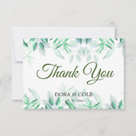 Tarjeta De Agradecimiento Elegante y moderno color de agua verde Minimalista